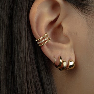 NOUVEAU ! Bijou d'oreille unie superposé, Bijou d'oreille en or, Bijou non percé, Boucle d'oreille conque, Bijou d'oreille en or, Boucle d'oreille Huggie, Boucle d'oreille enveloppante