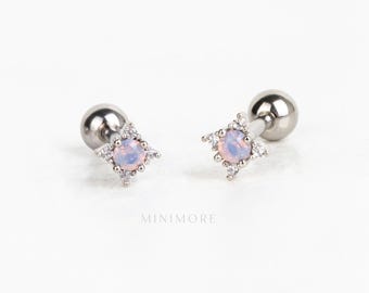 NEW! Tiny Opal Cluster Cartilage Earring, Flatback Earring, Cluster Conch Earring, Opal Stone Earring, Helix Stud, Opal Helix