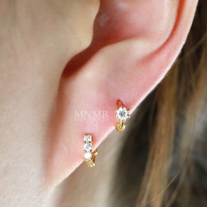 Petite créole en argent sterling 925, Huggie hoop, boucle d'oreille Huggie, vermeil, boucle d'oreille délicate, petit cartilage, lobes supérieurs, deuxième lobe d'oreille