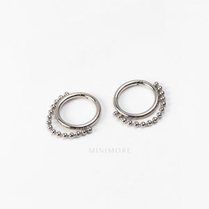 16g Dropping Chain Cartilage Hoop Earring, Surgical Steel Plain Hoop, Nose Clicker Hoop,Seamless Hoop, Plain Huggies, Inner Conch Hoop