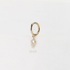 NEW! Dangled Kite Hoop Eearring, 14K Solid Gold Hoop Earring, Dangled Huggie hoop, Cartilage Hoop Earring, Helix Hoops, Nose Hoop