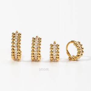 Cerchietto in acciaio chirurgico con sfera e perline, clicker per cartilagine con zirconi cubici, piercing per conchiglia interna, 20g