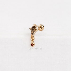 NOUVEAUTÉ ! - Boucles d'oreilles pendantes cartilage en pierre naturelle, boucle d'oreille taille cerf-volant, clou d'oreille pendants hélicoïdaux, cartilage en forme de losange, piercing en argent 20 g