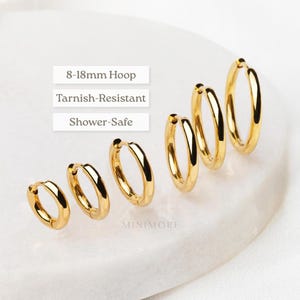 Chunky Hoop Earrings, Surgical Steel Hoop Earrings, Gold Thick Huggie Hoop Earrings, Helix Hoop, Cartilage Conch Hoops, Everyday Earring
