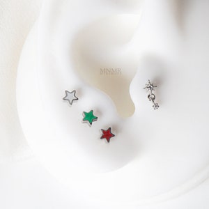 NIEUW! Tiny Star plaksteen, mini-ster kraakbeen oorbel, gekleurde ster helix oorbellen, chirurgisch stalen stud, helix, conch stud, volledig staal