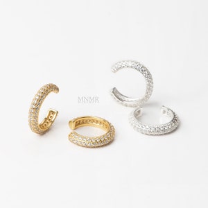 Boucles d'oreilles en forme de conque en argent, Boucles d'oreilles non percées, Boucles d'oreilles non percées, Boucles d'oreilles CZ, Bijoux d'oreille en or, Créoles intérieures, Fausse conque