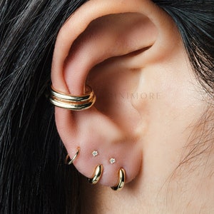 5-11mm Silver Plain Cartilage Hoop Earring, Snuggle-fit 5mm Hoop, Medium Thick Huggie Hoop, Conch Hoop Earring, Tiny Huggies, Helix Hoops