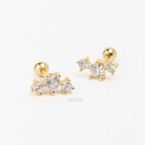 NOUVEAU! Boucle d’oreille de cartilage de barre incurvée, piercing de cartilage argenté, goujon CZ incurvé, goujon de barre incurvée, dos plat d’hélice incurvée, boucle d’oreille de conque incurvée,