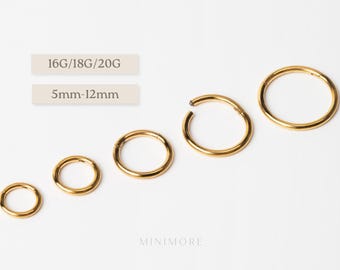 Tiny Clicker Cartilage Hoop, Helix Tragus Conch Earring, 16G/18G/20G Nose Ring, Hinged Huggies, 5-12mm Sleepers