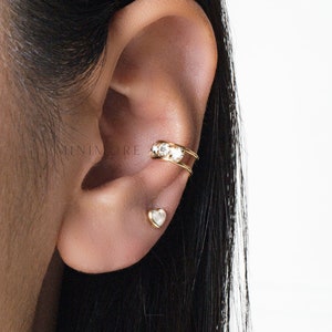 NOUVEAU ! Bijou superposé, Bijou d'oreille en or, Bijou non percé, Anneau d'oreille conque, Bijou d'oreille en or, Boucle d'oreille Huggie, Boucle d'oreille enveloppante