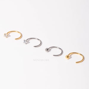 Adjustable Cartilage Hoop, Surgical steel, CZ Hoops, Ball Hoops, Helix Hoop, Huggie hoop, Ear hoop, Ear cuff, Dainty earring, Entire Steel