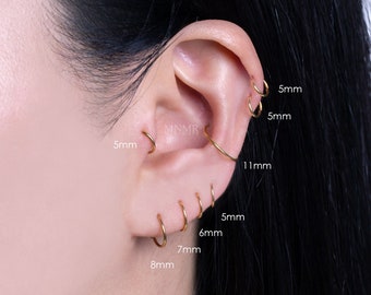 20G Cartilage Hoop Earring, Nose Hoop, Tragus Hoop, Helix Hoop, Conch Hoop, Piercing Hoop Ring, Tiny Huggie Hoop Earring, Nose Ring 5mm-11mm