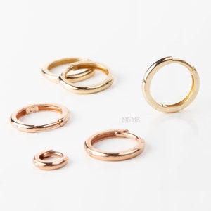 Plain Hoop Earring, 14K Solid Gold Super Tiny Huggie Hoop & Large enough Conch hoop, Cartilage Hoops, Conch Hoops, Helix Hoops