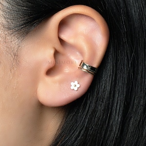 NOUVEAU ! Tour d'oreille unie double épaisseur, Manchette en or, Manchette non percée, Boucle d'oreille conque, Tour d'oreille en or, Boucle d'oreille Huggie, Boucle d'oreille enveloppante