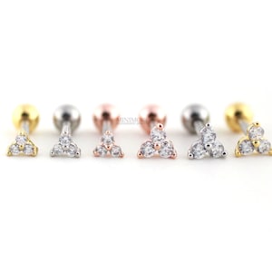 CZ Flower piercing, Tragus earring, Dainty earring, Tiny earring, Cartilage earring, Cartilage stud, Tiny stud, Helix, Conch, Rook
