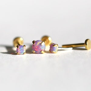 16-20g Tiny Theadless 2/2.5/3mm Multi Opal Stud, Opal Puchpin Stud, Opal Labret, Flat Back, Nose rings, Lip rings