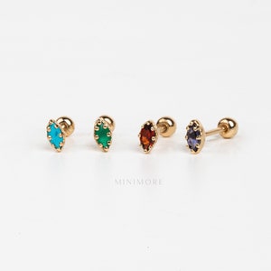 ¡Limitado! - PIEDRA NATURAL - Pequeño pendiente de cartílago con piedra marquesa, pendiente de cartílago con piedra lunar, pendiente marquesa, pendiente de granate, piercing con piedra lunar, barra