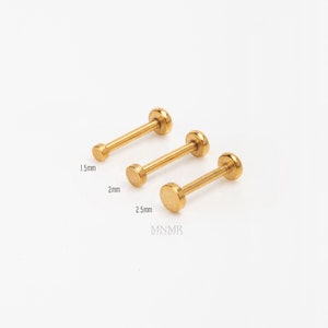 NOUVEAU ! Micro petit disque plat 1,5 mm/2 mm/2,5 mm labret sans filetage, 16-20 Gquge punaise, boucles d'oreilles Tragus rondes à dos plat, clou de nez plat