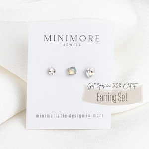 Conjunto de pendientes de cristal brillante, Pendientes de cartílago de cristal, CrystalBarbell, Perno de caracola de cristal, Conjunto de regalo de pendientes de cristal