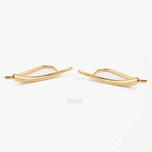Dainty Plain Bar Ear Cuff, Ear Climber, Bar Cartilage cuff, Ear cuff, Leaf Earrings, Bar Earrings, Leaf Ear Cuff, Line Earrings