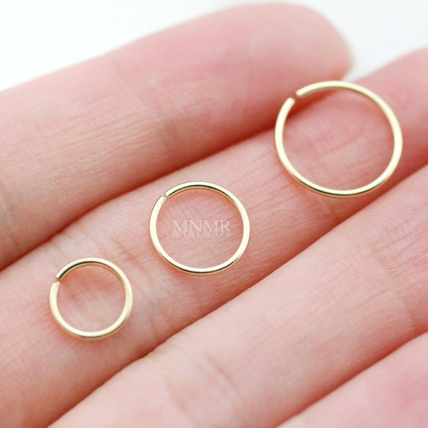 10K Solid Gold Wire Cartilage Hoop, 925 Sterling Silver Hoop, Huggie hoop, Ear hoop, 20G Cartilage earring, Helix hoop, Nose hoop, Snug