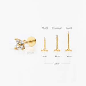 NOVITÀ! Orecchino a grappolo minuscolo per cartilagine, orecchino a elica a forma di fiore in argento sterling, orecchino a grappolo per trago, elica piatta, orecchino a trago e labret