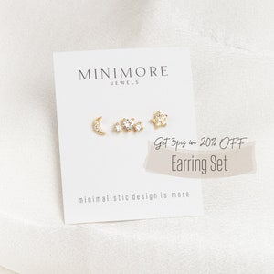 Silver Cartilage Earring Set, Curved CZ Stud, Curved Bar Stud, Curved Helix Flatback, Curved Conch Earring,