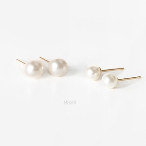 10K Solid Gold 3mm/4mm/5mm/6mm Pearl Pearl earrings, Pearl Studs, Everyday earrings, Hypoallergenic Earrings, Gift for her