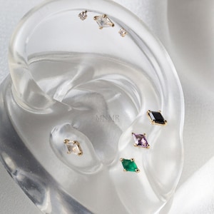 NEU!-NATURSTEIN-Diamant Knorpelohrring, Edelstein Conch Ohrring, Mondstein Helix Bolzen, Herz Knorpel, 20g Silber Piercing
