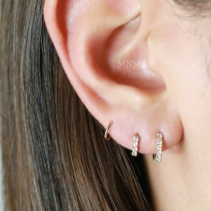 Tiny Huggie Hoop Earrings, 10K Solid Gold Hoop Earrings, Cartilage Hoop Earrings, Conch Hoops, Helix hoop, Tragus Hoops