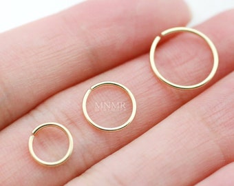 10K Solid Gold Wire Cartilage Hoop, 925 Sterling Silver Hoop, Huggie hoop, Ear hoop, 20G Cartilage earring, Helix hoop, Nose hoop, Snug
