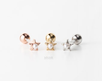 NIEUW! Tiny Star plaksteen, mini-ster kraakbeenoorbel, helix oorbellen parel ster, chirurgisch stalen stud, helix, conch stud, volledig staal