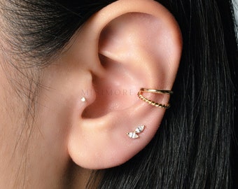 NEW! Double Layered Plain Ear Cuff, Gold Cuff, Non Pierced Cuff, Conch Hoop Earring, Gold Ear Cuff, Huggie Earring, Wrapping Earring