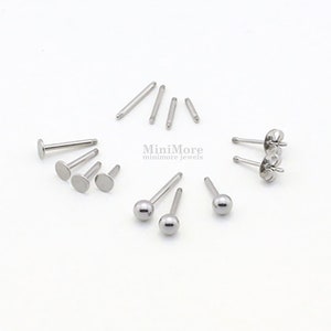 MJust 18G 20G Screw Ball Backs Flat Earring Backs Stainless Steel  Replacement Balls Metal Earring Backs for Studs Piercing Parts for Body  Jewelry