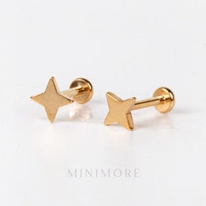 NOWOŚĆ! Tiny Sparkle Star, bezgwintowy labret, sztyft z ćwiekami 16-20 g, kolczyk płaski z chrząstką o długości 5-10 mm, sztyft z płaskim ćwiekiem do tragusu, kolczyk do nosa