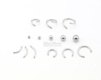 316L Surgical Steel Externally Threaded Piercing Parts, Twist bar, Horse shoe, Curved bar, Piercing ball, Earring parts, Piercing crafts