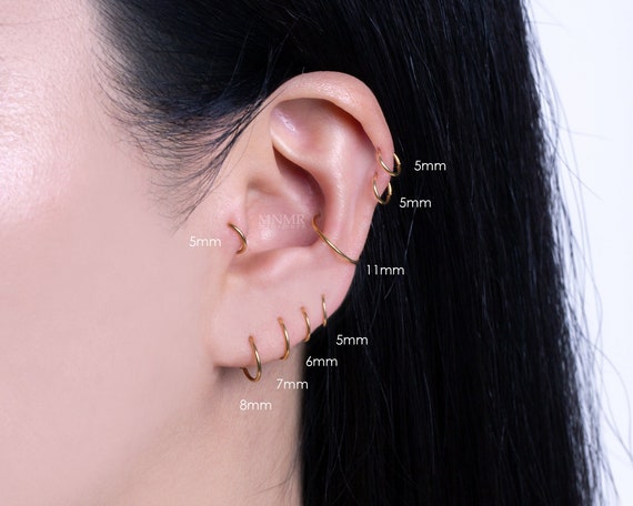 Hoop Cartilage Huggie Earring Piercing Helix Tragus Conch Jewelry