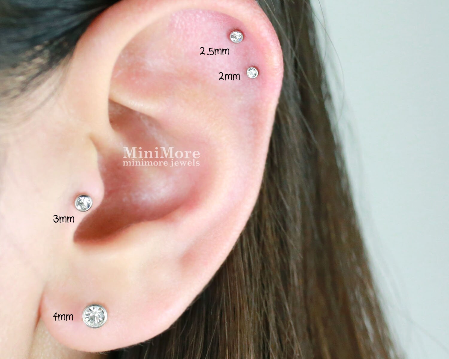 Tiny 2/2.5/3/4mm Bezel Set CZ Stud, Tragus Earring, Tiny Tiny 2/2.5/3/4mm Bezel Set CZ Stud, Tragus Earring, Tiny