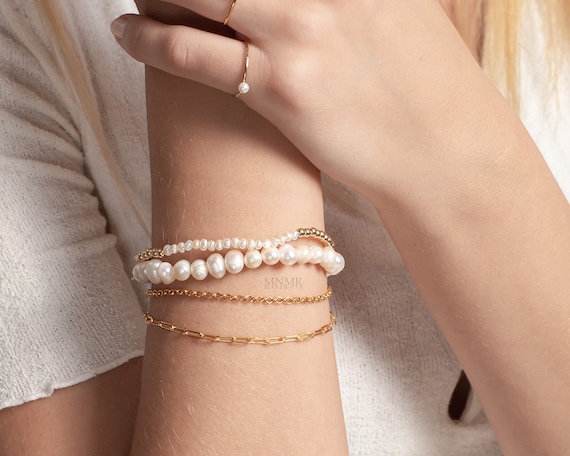 Layered Pearl Bracelet Stack Layered Pearl Bracelet Stack