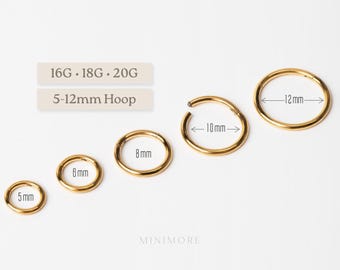 Tiny Clicker Cartilage Hoop, Helix Tragus Conch Earring, 16G/18G/20G Nose Ring, Hinged Huggies, 5-12mm Sleepers
