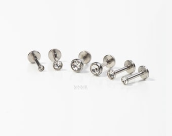 Tiny 2/2.5/3/4mm Bezel Set CZ Stud, Tragus Earring, Tiny
