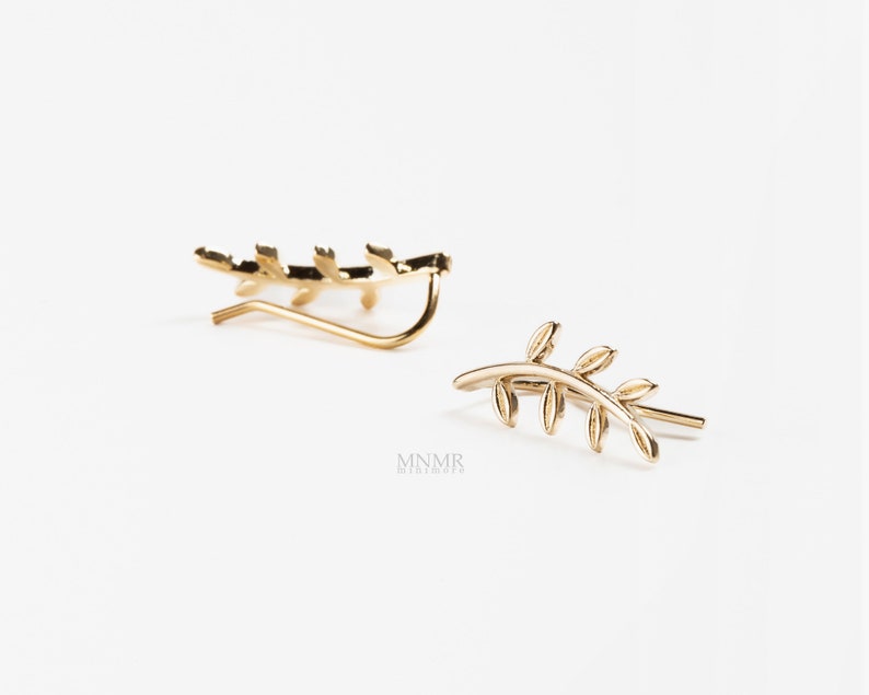 Delicate Leaf Ear Cuff Ear Climber Bar Cartilage Cuff Ear Etsy