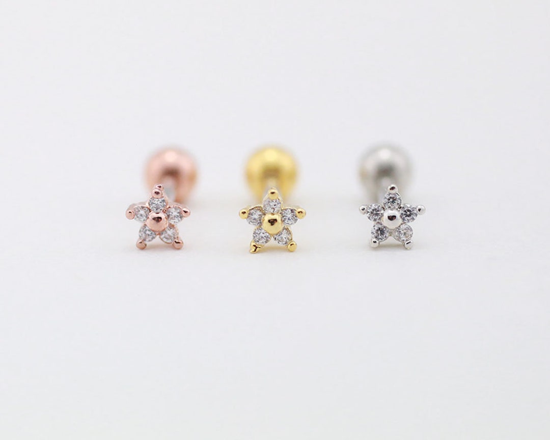 Adramata 8 Pcs 16G Boucles D'Oreilles Piercing Daith Conque Cartilage Opale Fleur Or Argent Helix Bijoux En Acier Chirurgical