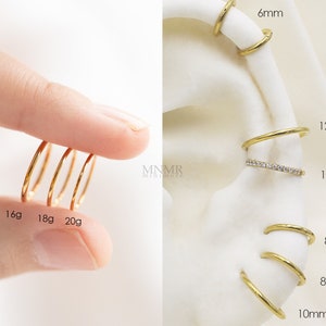 Boucles d'oreilles pour cartilage 16 g/18 g/20 g, cerceau uni en acier chirurgical de 5-12 mm, cliquet de nez, cerceau hélicoïdal, cerceau sans couture, Huggies unis, cerceau intérieur de la conque