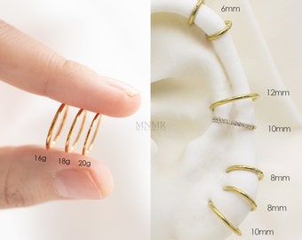 16g/18g/20g Cartilage Hoop Earring, 5-12mm Surgical Steel Plain Hoop, Nose Clicker,Helix Hoop,Seamless Hoop, Plain Huggies, Inner Conch Hoop
