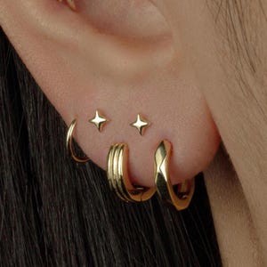 Massief zilveren ultra kleine ster push pins, tragus plaksteen oorbel, kraakbeen neuspiercing