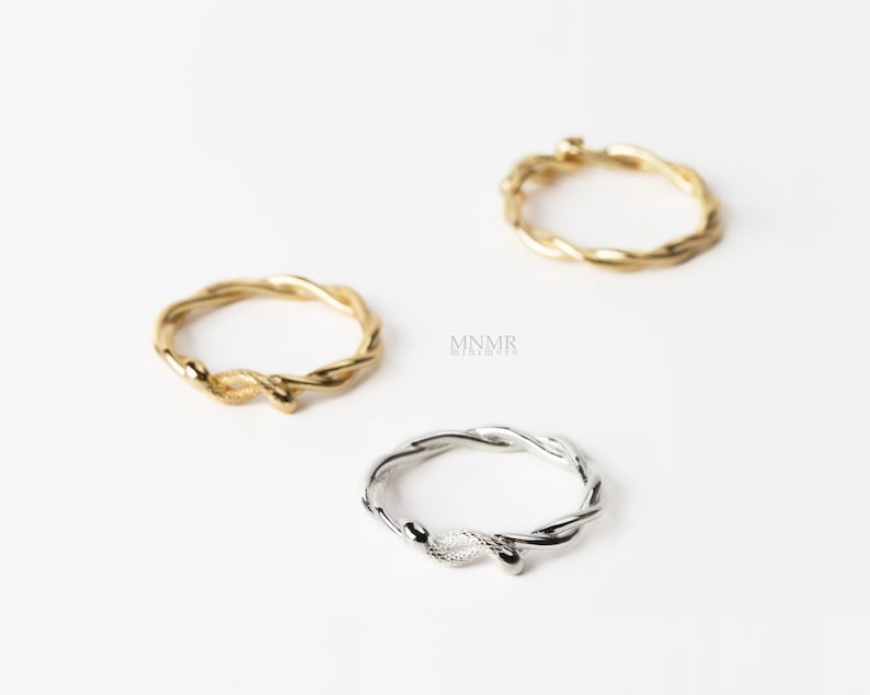 Silver Snake Rope Ring, Snake twisted Ring, Vermeil Gold Ring, Sterling Silver ring, Giftforher image 6