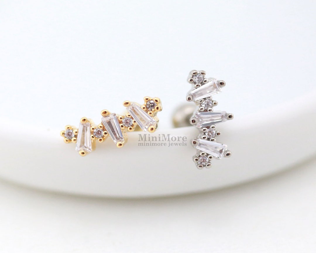 CZ Marquise Cut Curved Bar Helix Piercing Inner Conch - Etsy