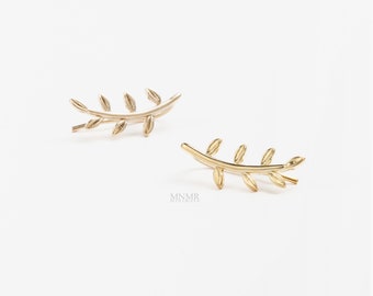 Delicate Leaf Ear Cuff, Ear Climber, Bar Cartilage cuff, Ear cuff, Leaf Earrings, Bar Earrings, Leaf Ear Cuff, Line Earrings