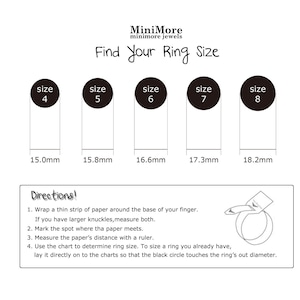 May include: A chart showing ring sizes with corresponding measurements in millimeters. The chart is labeled "Find Your Ring Size" and includes directions for measuring ring size.